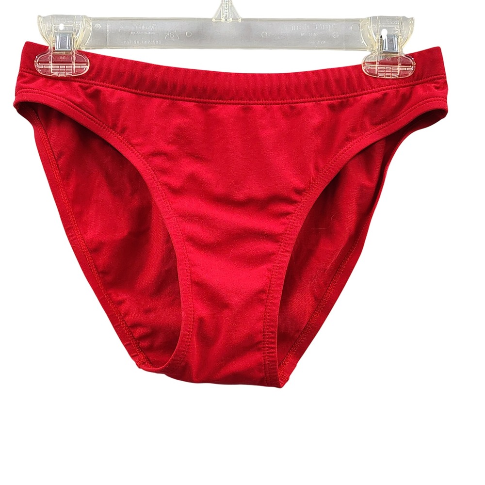 Red High Cut Swim Briefs Mens Athletic Training Swimwear Internal Drawstring
